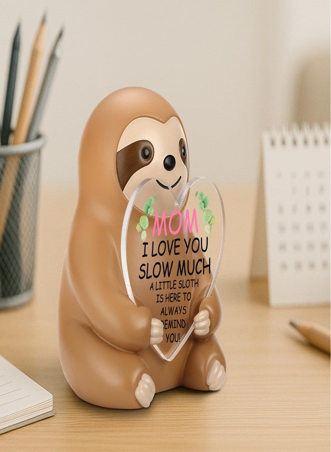 FTONENI to My Mom Sloth Statue with Heart Acrylic Plaque, Cute Resin Figurine Gift, I Love You Slow Much Keepsake for Mother, Birthday, Mother's Day, Sentimental Desk Decor from Daughter or Son - FDA518 - Image 3